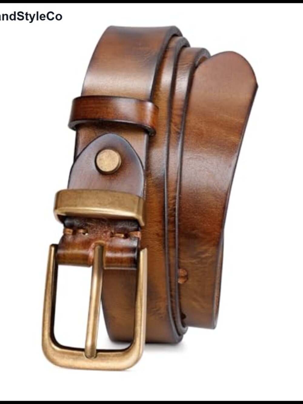 Genuine Leather Belt with Vintage Metal Buckle for Women